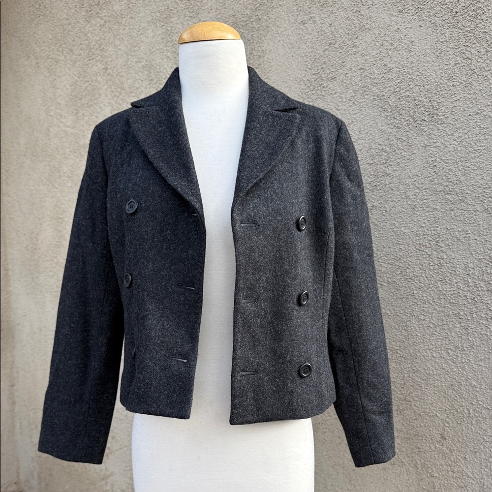 💥 J. Crew Charcoal Wool Double-Breasted Pea Coat - Picture 5 of 9